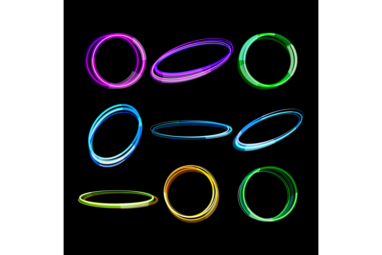 Glowing light trails creating abstract energy rings