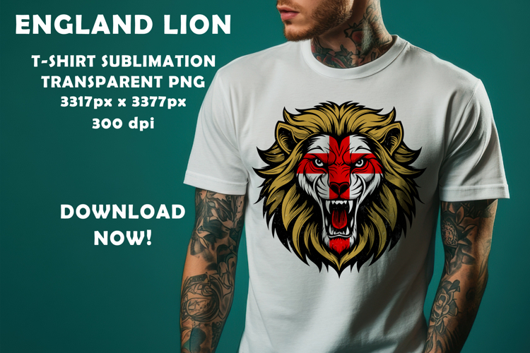 England George Cross Flag Lion Head Png T-Shirt Design