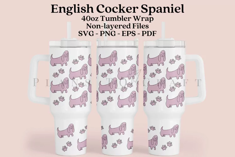 English Cocker Spaniel Dog 40oz Tumbler Sublimation Wrap SVG