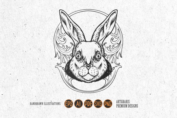 Engraved delight adorable bunny with vintage frame