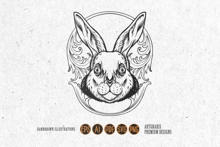 Engraved delight adorable bunny with vintage frame