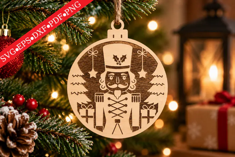 Engraved Nutcracker Christmas Ornament SVG