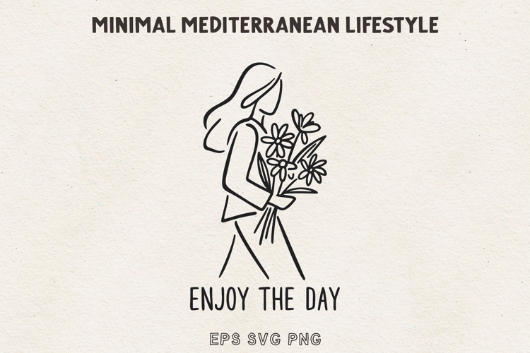 Enjoy The Day Woman With Flowers SVG PNG EPS