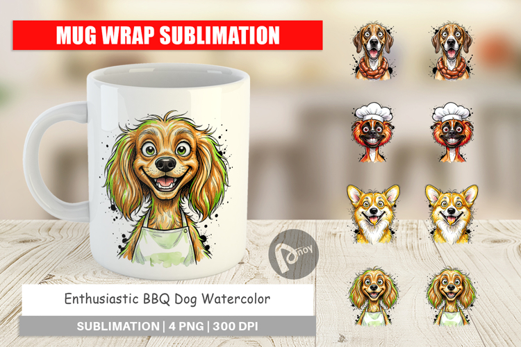 Enthusiastic BBQ Dog Mug Wrap