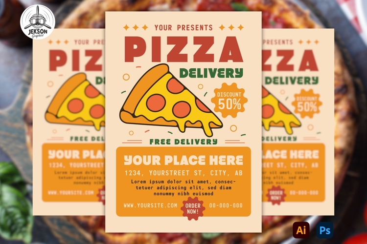 Pizza SVG Delivery Flyer Template for Restaurants SVG PNG
