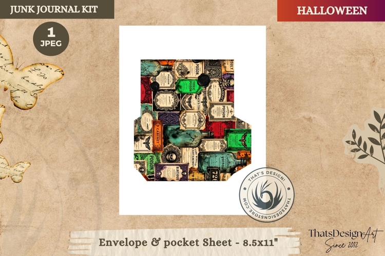 Haunted House Halloween Junk Journal envelope pocket