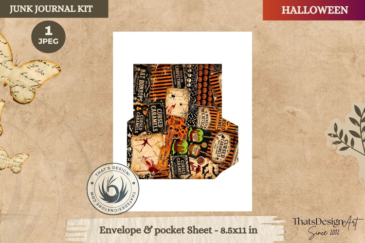 Horror Halloween Junk Journal Gothic envelope and pockets