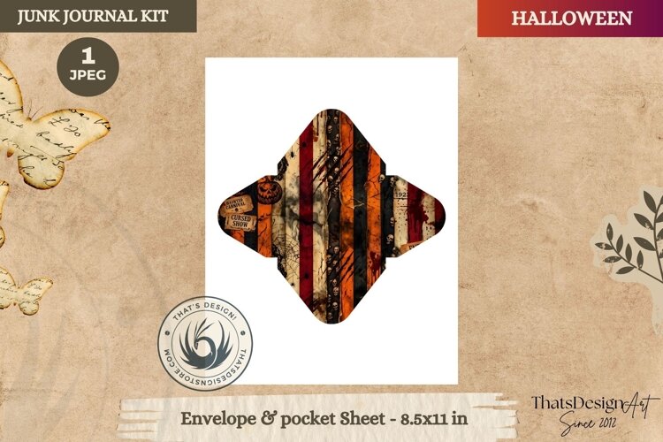Horror Halloween Junk Journal Gothic envelope and pockets example image 1