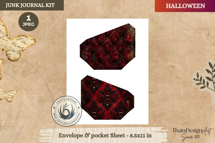 Horror Halloween Junk Journal Gothic envelope and pockets
