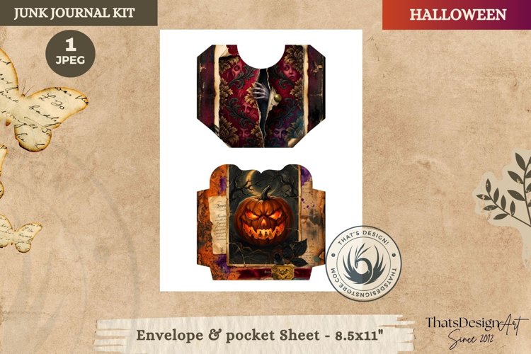 Haunted House Halloween Junk Journal envelope pocket