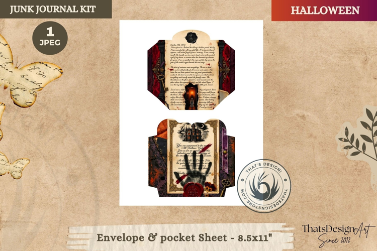 Haunted House Halloween Junk Journal envelope pocket