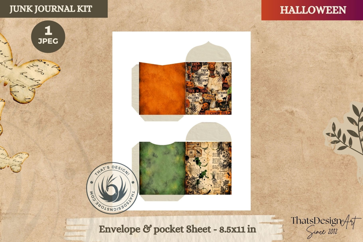 Horror Halloween Junk Journal Gothic envelope and pockets