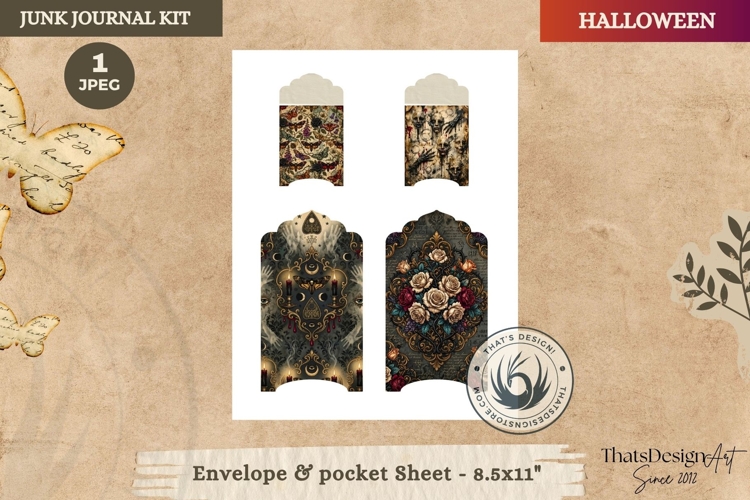 Haunted House Halloween Junk Journal envelope pocket