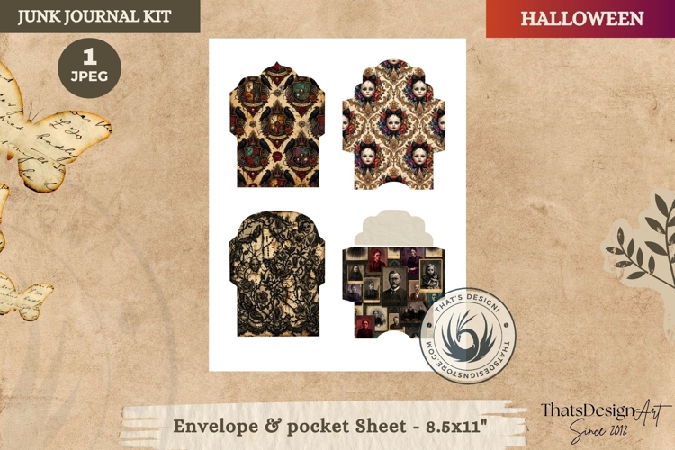 Haunted House Halloween Junk Journal envelope pocket