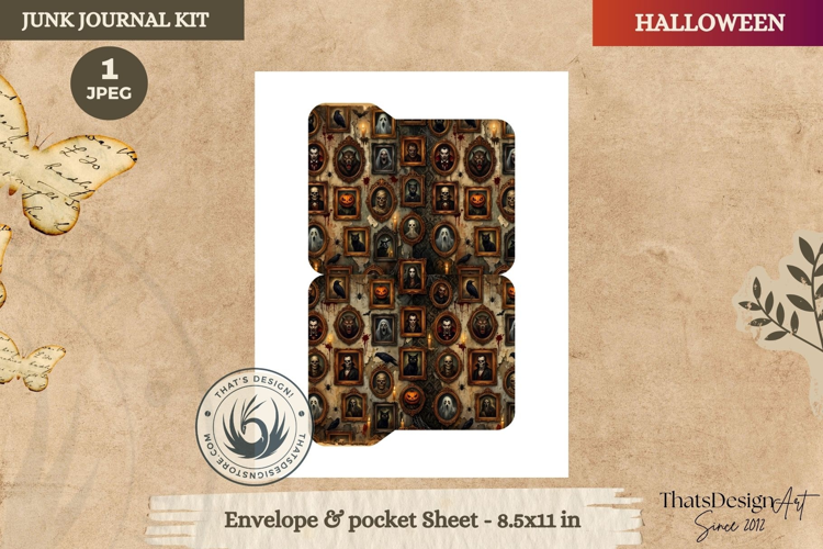 Horror Halloween Junk Journal Gothic envelope and pockets