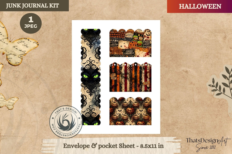 Horror Halloween Junk Journal Gothic envelope and pockets