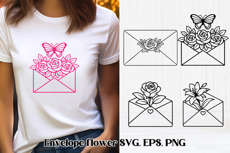 Envelope flower SVG design | Valentine’s Day SVG design