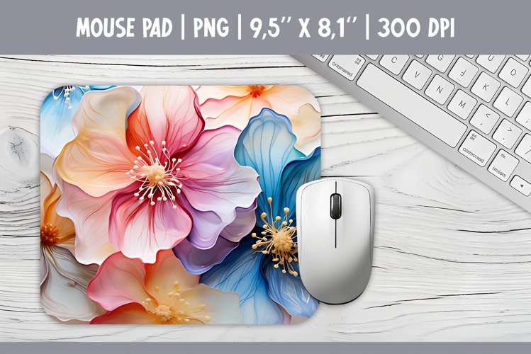 3d Pastel Flowers Mouse Pad Sublimation Design PNG (2912282)