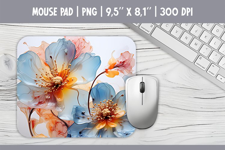 3d Pastel Flowers Mouse Pad Sublimation Design PNG