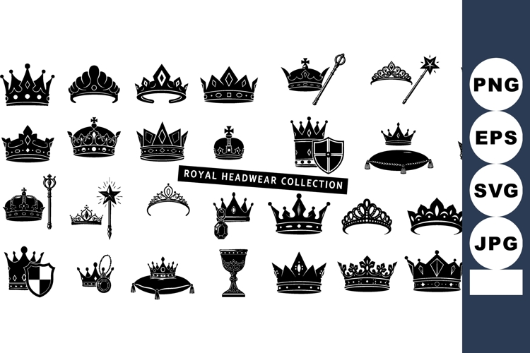 Royal crown and scepter vector set features classic regal he
