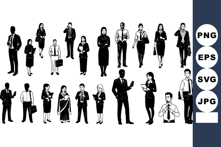 Business professionals group diverse standing poses vector s