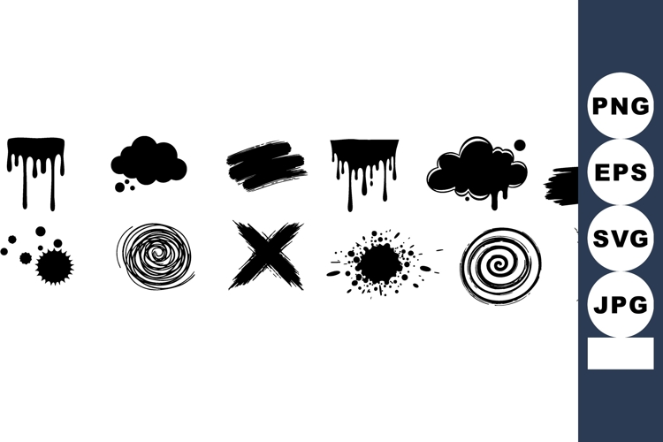 Grunge ink splatter brush strokes and scribble swirls vector
