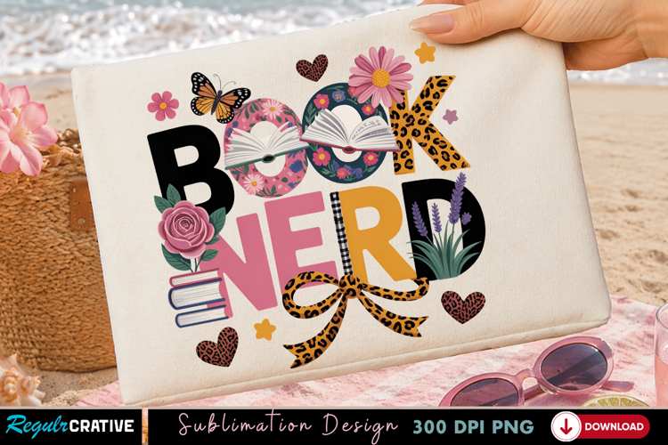 Book Nerd Sublimation PNG T-shirt Design, book nerd png,