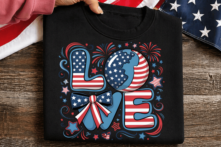 Love USA Bow PNG T-shirt Design, love usa png, usa bow png