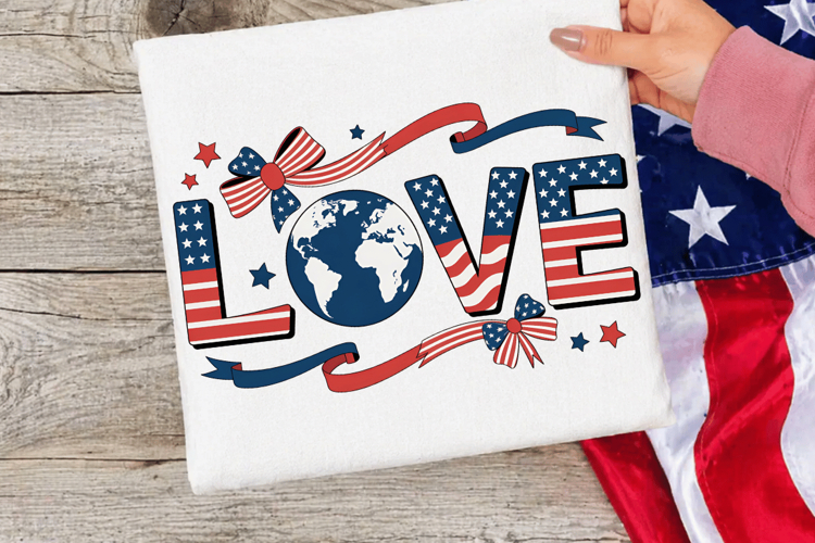 Love USA Text PNG T-shirt Design, love usa png, patriotic