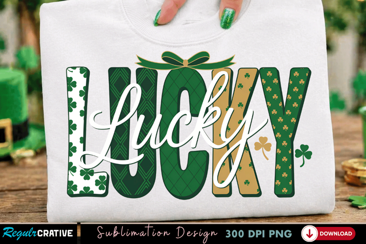 Lucky Clover Text PNG T-shirt Design, lucky png, clover text