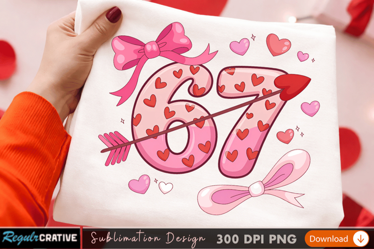Elegant Number 67 Sublimation PNG Design for T-Shirt PNG
