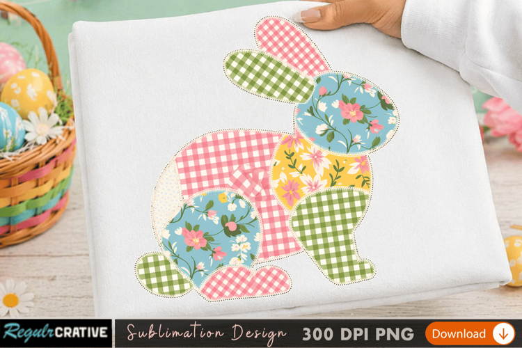 Colorful Cute Bunny and Butterfly Sublimation Design