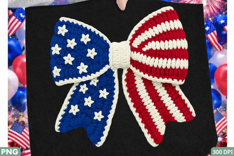 Patriotic Bow Sublimation PNG Design for DIY Crafts