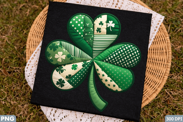 St. Patricks Day Four-Leaf Clover Sublimation PNG Design