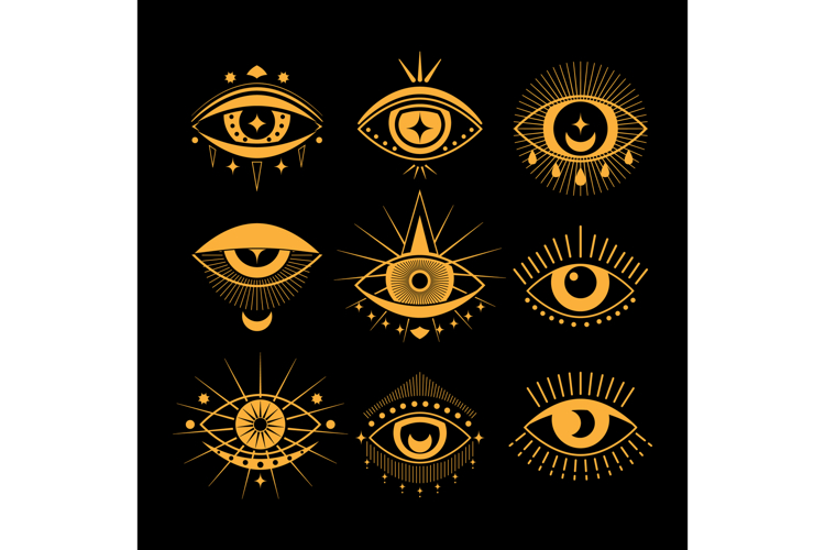Esoteric eye symbols creating spiritual wisdom concepts