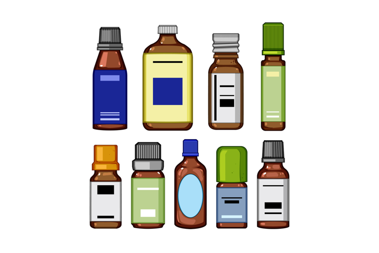 essential oil bottle set cartoon