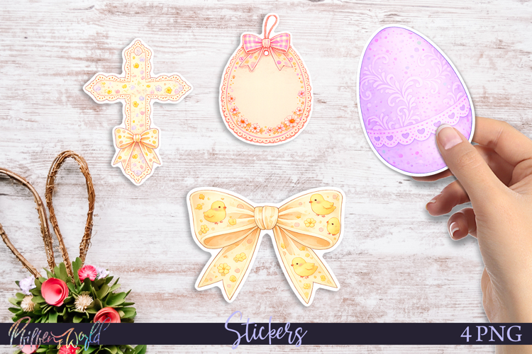 Easter Watercolor Stickers | Bunny, Egg & Cross