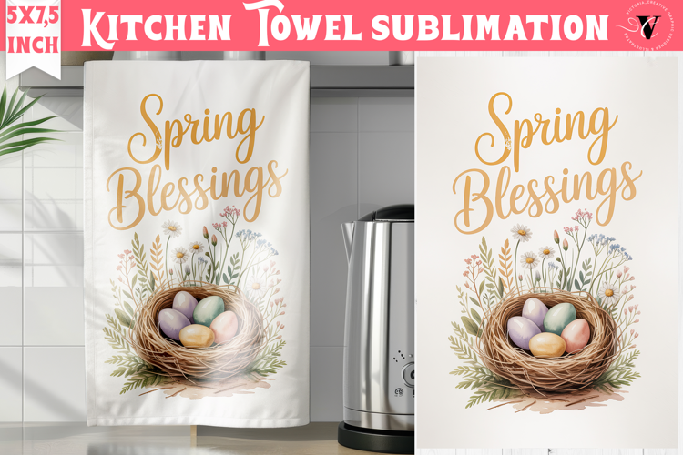 Easter kitchen towel sublimation | Coquette tea towel