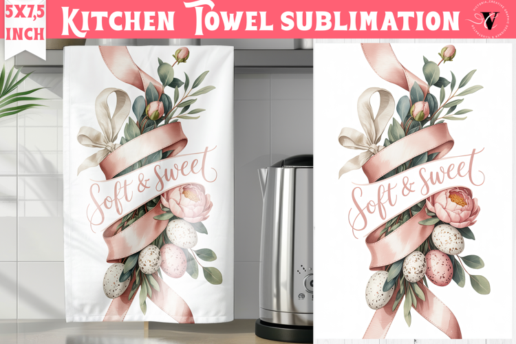 Easter kitchen towel sublimation | Coquette tea towel