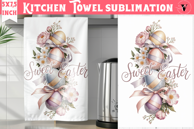 Easter kitchen towel sublimation | Coquette tea towel