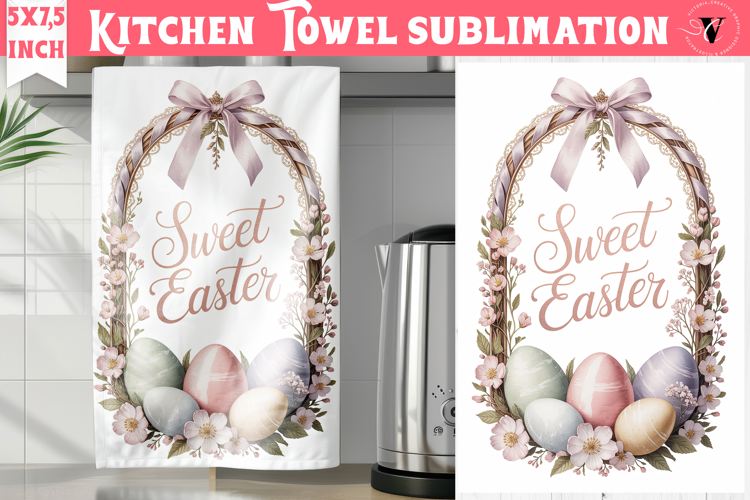 Easter kitchen towel sublimation | Coquette tea towel