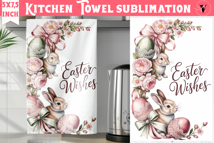 Easter kitchen towel sublimation | Coquette tea towel