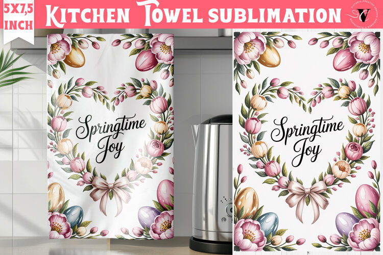 Easter kitchen towel sublimation | Coquette tea towel example image 1