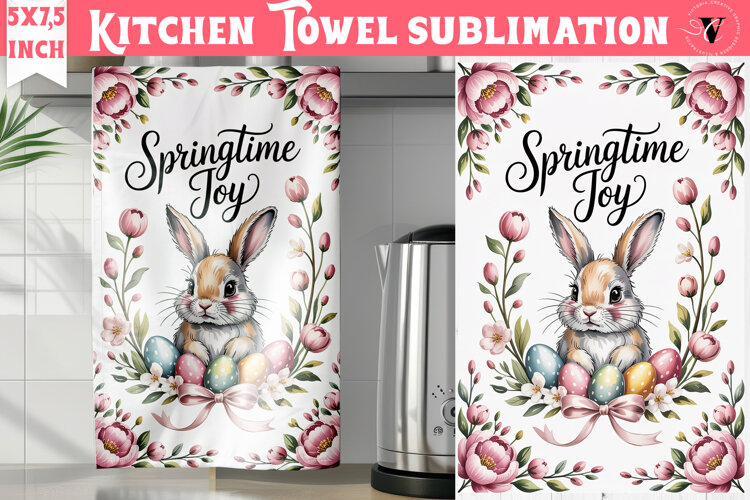 Easter kitchen towel sublimation | Coquette tea towel example image 1