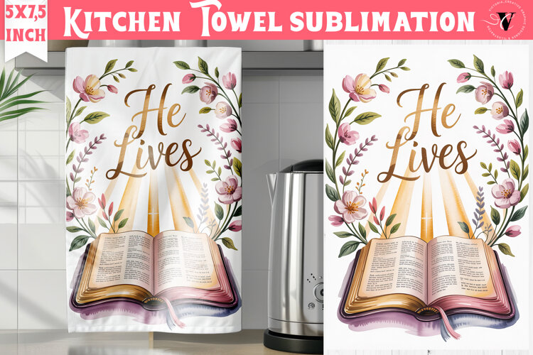 Easter kitchen towel sublimation | Christian kitchen towel example image 1