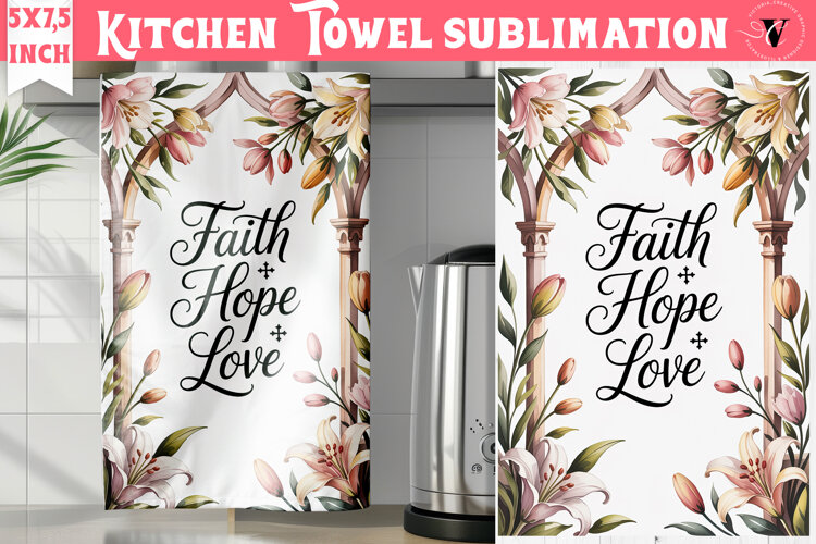 Easter kitchen towel sublimation | Christian kitchen towel example image 1