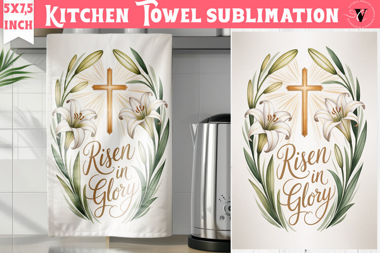 Easter kitchen towel sublimation | Christian kitchen towel example image 1