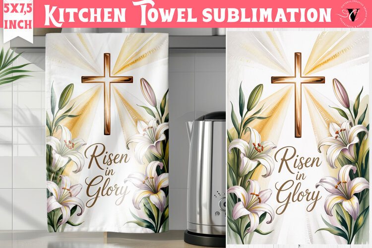 Easter kitchen towel sublimation | Christian kitchen towel example image 1