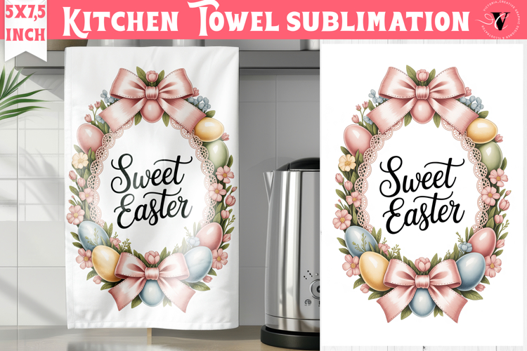 Easter kitchen towel sublimation | Coquette tea towel