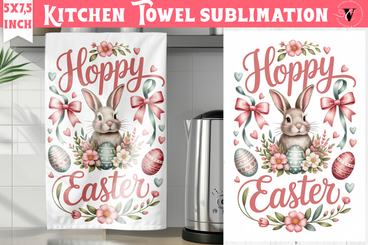 Easter kitchen towel sublimation | Coquette tea towel
